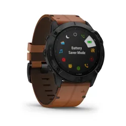 Garmin Fénix 6X Sapphire, Black DLC, Chestnut Leather Band